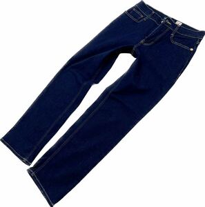 オカヤマ DENIM ☆ 濃紺 ベーシック ストレート ジーンズ デニムパンツ レディース w70 ストレッチ 大人 日本製 オカヤマデニム■JS694