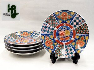 ★☆【渓南　KEINAN　CHINA（ケイナンチャイナ）プレート5枚セット　直径18.5cm　色絵　】食器　中皿　うつわ　☆★