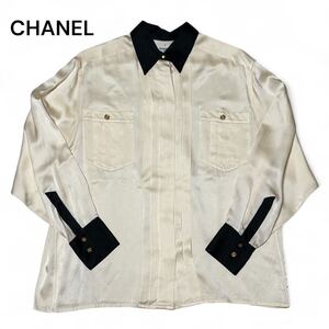 CHANEL シャネル シルクシャツ マトラッセゴールドボタン 40