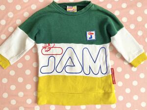 JAM ジャム JOYFULANDMONSTER 90センチ 男の子スウェット フード無しトレーナー 緑色 黄色 白 ブランドロゴ 2.3歳子供服ブランド