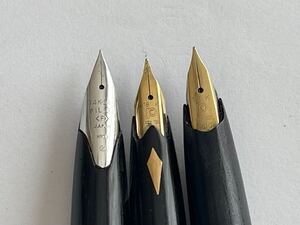 【ジャンク】 万年筆3本セット　 PILOT／ PLATINUM ペン先14k-585〈F〉H979、18K〈中字〉刻印あり　 筆記用具　現状渡し