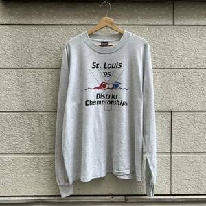 90s USA製 グレー 長袖Tシャツ ロンT FRUIT OF THE LOOM フルーツオブザルーム アメリカ製 古着 vintage ヴィンテージ XXLサイズ BEST