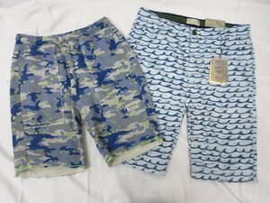 a6735　新品タグ付き有　ZARA　BOYS　ハーフパンツ　全2点　リネンブレンドほか　ウェーブ　波　カモフラ柄　総柄　サイズ　13/14　164㎝