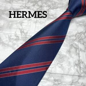 未使用級　HERMES エルメス　リボン柄　ネクタイ　ストライプ　スーツ　シャツ　カフス　ビジネスバッグ