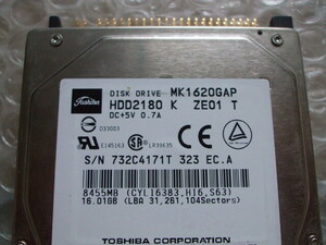 東芝 2.5inch IDE-HDD 16GB MK1620GAP-4171T ジャンク扱い 010