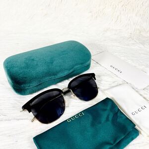 【未使用級・希少】GUCCI　グッチ　サングラス　GG1275SA　001　ブラックレンズ　ブラック・ゴールドフレーム　クラブマスター　