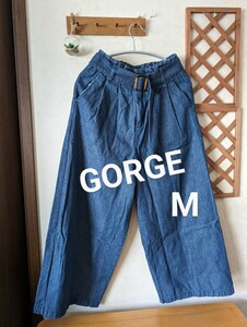 ★GORGEゴージ インディゴデニムワイドパンツ M★