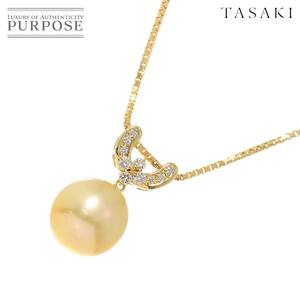 タサキ TASAKI 白蝶真珠 13.5mm ダイヤ 0.23ct ネックレス 50cm K18 YG イエローゴールド 750 田崎真珠 Pearl Necklace 90240543