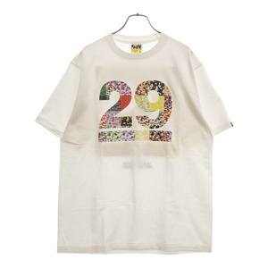 A BATHING APE アベイシングエイプ 29周年記念 プリント クルーネック半袖Tシャツ ホワイト 001TEI201004F