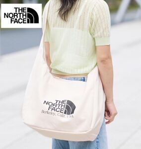 THE NORTH FACE ノースフェイス ビッグロゴ ショルダー マザーズバッグ エコバッグ トート 小物収納 買い物 かばん クリーム色 海外限定