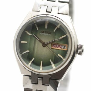 1円 稼働 SEIKO セイコー AUTOMATIC 23石 2406-0400 カットガラス AT 自動巻き デイデイト 3針 グリーン文字盤 腕時計 0647520240917