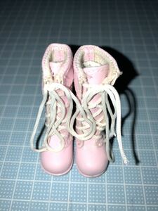 ドール用 ピンクの編み上げ ブーツ ピュアニーモ ブライス オビツ ハンドメイド