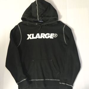 エクストララージ　XLARGE M 裏起毛　ビッグロゴ　スウェット　プルオーバーパーカー　ブラック