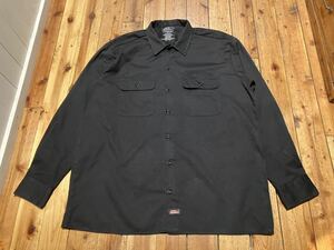 Dickies USA輸入 メンズL 黒　ボックスシルエット　ワークシャツ　100円スタート　売り切り　古着 長袖シャツ work ディッキーズ