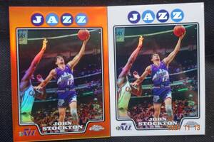 John Stockton2008-09 Topps Chrome No.166 Orange Refractor #352/499 + 同 Refractor 　※2枚セット 