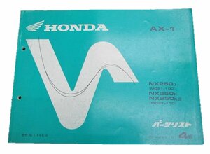 AX-1 パーツリスト 4版 ホンダ 正規 中古 バイク 整備書 MD21-100 110 車検 パーツカタログ 整備書