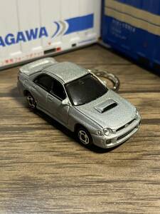 ●◎スバル インプレッサWRX 銀 キーホルダー◎●②カーアクセサリー ミニカー ハンドメイド 加工品 雑貨