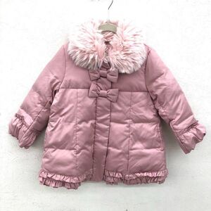 Shirley temple シャーリーテンプル ファーダウンコート 110cm ピンク リボン キッズ 子供服