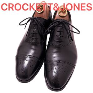 469.CROCKETT&JONES クロケットアンドジョーンズ ALBION セミブローグ レザーシューズ ビジネスシューズ ブラック 6.5E