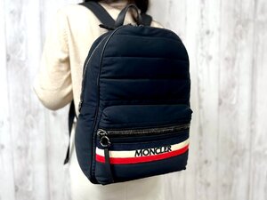 極美品 MONCLER モンクレール NEW GEORGE バックパック リュックサック バッグ ナイロン×レザー 黒 A4収納可 メンズ 79448Y