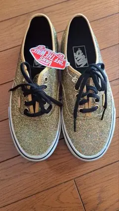 【新品·未使用·タグ付き】vans ゴールドラメ、スパンコール　サイズ24·5㎝