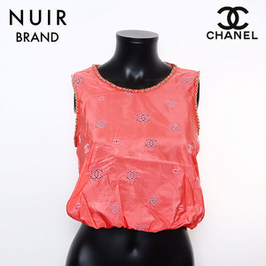 シャネル CHANEL タンクトップ Size:34 P60802 ココマーク シルク チェーン ノースリーブ ピンク