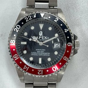 m002 H2 1円～ A BATHING APE ア ベイシング エイプ BAPEX BAPEXPLORER 自動巻き オートマチック 腕時計 赤×黒 稼働品