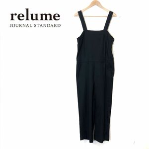 R43-O-N◆美品◆ relume JOURNAL STANDARD ジャーナルスタンダード オールインワン つなぎ ノースリーブ サロペット◆sizeF ブラック 黒