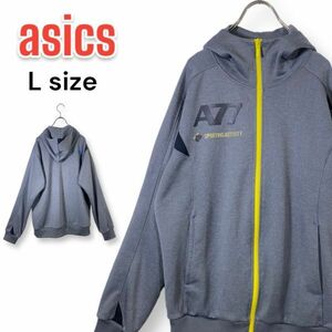 asics アシックス A77 ジップ パーカー ジャケット ジャージ グレー Lサイズ スポーツウェア