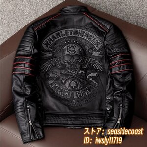 23万■最上級*ナッパ 復刻 ライダース レザージャケット 新品 プレミアム 豪華刺繍 本革 バイクウェア 最高峰 イタリアンレザー 牛革 3XL