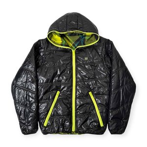 リバーシブル◆BILLABONG ビラボン キルティング 中綿 フルジップ ナイロン ジャケット ジャンパー パーカー M /ブラック×チェック柄