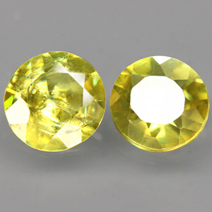 【天然スフェーンルース 2個組 1.17ct:9558】非加熱 マダガスカル産 Natural Sphene Yellow Green 裸石 鉱物 宝石 jewelry Madagascar