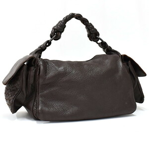 1円 ◆美品 BOTTEGA VENETA ボッテガヴェネタ コッカー ハンドバッグ 144413 イントレチャート ダークブラウン◆E.Cmol.jW-27