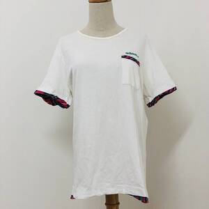 a00999 adidas アディダス Tシャツ 綿100％ 胸ポケット ロゴ刺しゅう 丸首 白 チェック レディース アクティブ スポーティチックスタイル