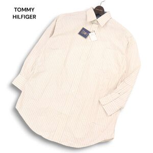 【希少! 90s 未使用】 TOMMY HILFIGER トミーヒルフィガー 通年 長袖 ストライプ シャツ Sz.15-32　メンズ　I4T02398_8#C