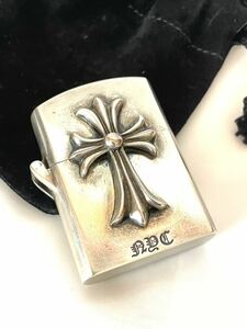 rrkk883 クロムハーツ CHROME HEARTS ZIPPO ライター シガレット ジッポー NYC CHクロス ニューヨーク限定 レザー保存袋付