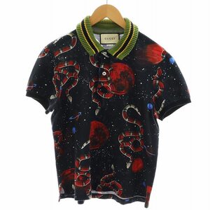 グッチ GUCCI スペースアニマル ポロシャツ 半袖 S 黒 ブラック 赤 レッド 青 ブルー /AN15 メンズ