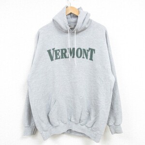 L/古着 リー Lee 長袖 スウェット パーカー メンズ 00s VERMONT グレー 霜降り 25jan08 中古 スエット トレーナー トップス