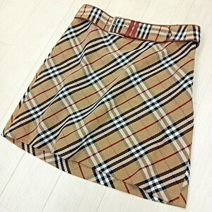 C ◎【 BURBERRY BLUE LABEL 】バーバリー ノバチェック ベルト付 ミニ丈 台形スカート size36 レディース ボトムス 婦人服 商品ランク:B