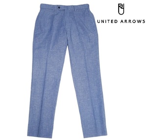 新品! ユナイテッドアローズ ツイルプリント ストレート パンツ スラックス ブルー (S) ☆ UNITED ARROWS メンズ ビジネス 青 ★