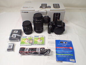 k5446 / デジタル 一眼レフ カメラ キャノン CANON EOS KISS×10 EFS18-55mm EFS55-250mm 一式 キット 箱付 現状品 動作未