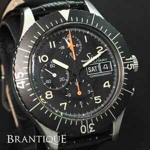 １～円【希少品】Sinn MILITARY ミリタリー クロノグラフ 156B SS 革 自動巻き メンズ 腕時計 「25839」