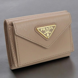 中古 プラダ 三折財布小銭入付き レディース ブランド PRADA サフィアーノトライアングル財布 レザー 1MH021 QHH ピンク 財布