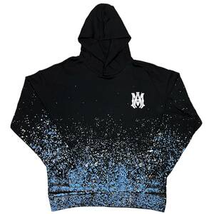 [並行輸入品] AMIRI アミリ BLUE PAINT BLEACH ALL OVER HOODIE ブルーペイント ブリーチ プルオーバーパーカー (L)