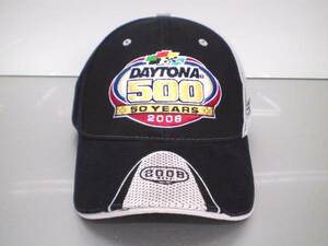 デイトナ500 2008 NASCAR RACINGベースボールキャップ ブラック/グレイ 中古品 サイズ：フリーベルクロ調整