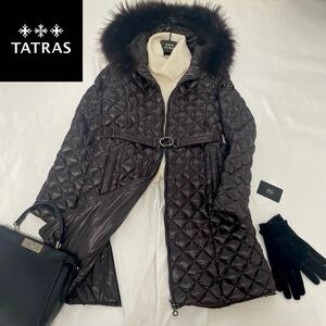 ◆大きいサイズ◆新品◆タトラス◆TATRAS 6/XL-3L 超豪華ラクーンファー2way☆ベルテッドロングダウンコート ギャランティカード付き♪