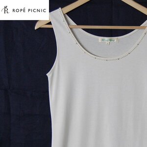 ロペピクニック ROPE PICNIC■人工パール付きタンクトップ/クリーニング済み■38■アイボリー系 ※IW4412004