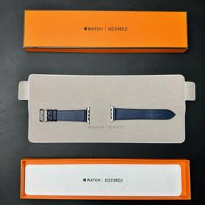 Applewatch用革ベルト 45mm Herms SingleTour Navy 未使用品 シンプルトゥール レザーバンド 正規品