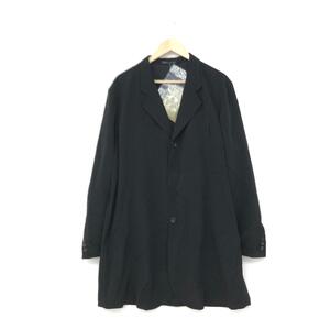 良好◆YOHJI YAMAMOTO ヨウジヤマモト ロングコート 2◆ ブラック ポリエステルシルク メンズ 異素材ドッキング アウター 23SS HZ-J66-500