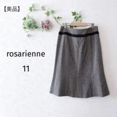 美品 rosarienne スカート （11号） ブラック フレア シルク混